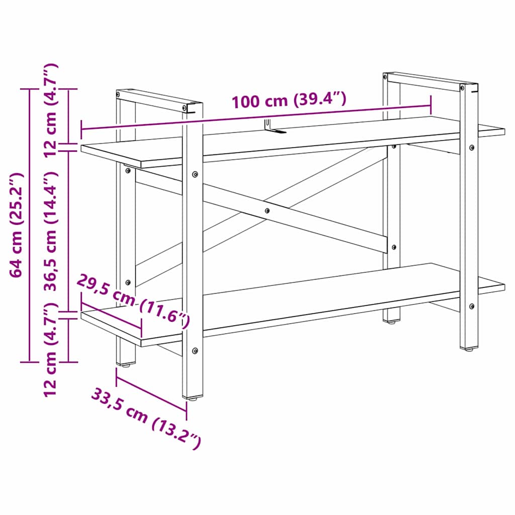 vidaXL Bookshelf Black Oak 100 x 33.5 x 64 cm Engineered Wood