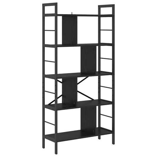 vidaXL Bookshelf 9-Tier 75 x 30 x 156 cm Engineered Wood Black Oak