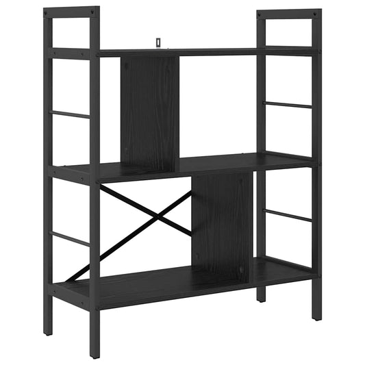vidaXL Bookshelf 5-Tier 75 x 30 x 91 cm Engineered Wood Black Oak