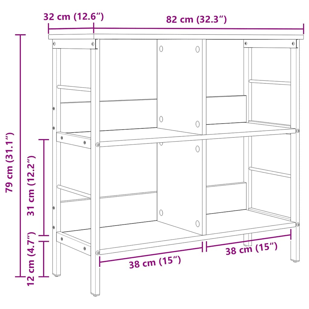 vidaXL Bookshelf Artisan Oak 82 x 32 x 79 cm Engineered Wood