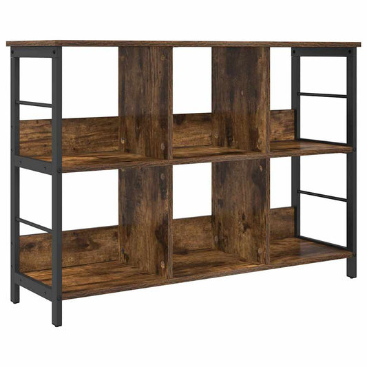 vidaXL Bookshelf 6-Tier 102 x 32 x 72.5 cm Engineered Wood Smoked Oak