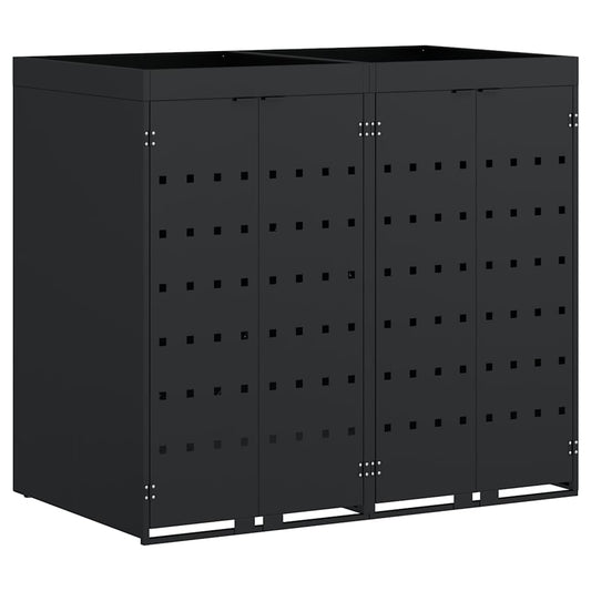 vidaXL Wheelie Bin Storage for 2 Bins Black 136 x 77.5 x 121.5 cm