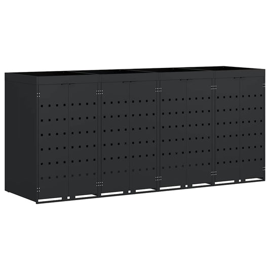 vidaXL Wheelie Bin Storage for 4 Bins Black 272 x 77.5 x 121.5 cm