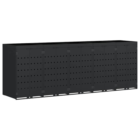 vidaXL Wheelie Bin Storage for 5 Bins Black 340 x 77.5 x 121.5 cm