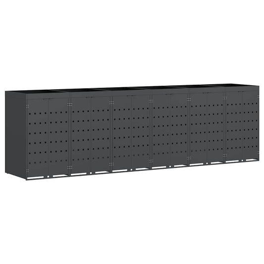 vidaXL Wheelie Bin Storage for 6 Bins Anthracite 408 x 77.5 x 121.5 cm