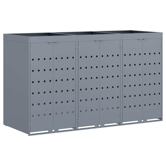 vidaXL Wheelie Bin Storage for 3 Bins Light Grey 204 x 77.5 x 121.5 cm