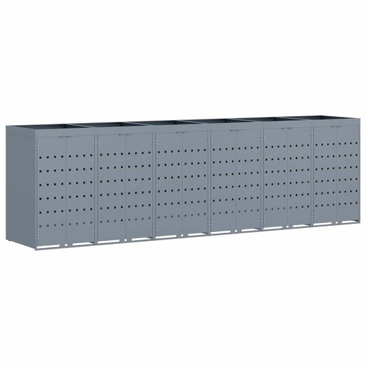 vidaXL Wheelie Bin Storage for 6 Bins Light Grey 408 x 77.5 x 121.5 cm