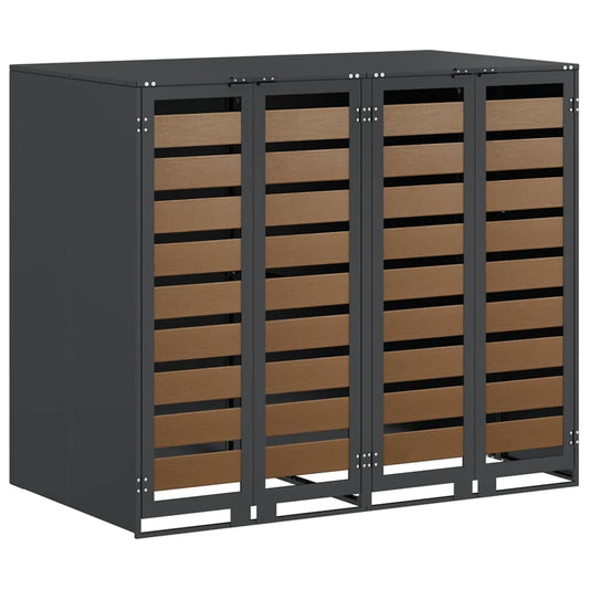 vidaXL Wheelie Bin Storage for 2 Bins Steel Anthracite