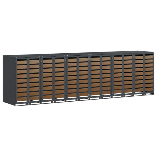 vidaXL Wheelie Bin Storage for 6 Bins Anthracite 408 x 77.5 x 115.5 cm