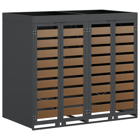 vidaXL Wheelie Bin Storage for 2 Bins Steel Anthracite