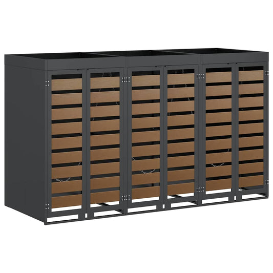 vidaXL Wheelie Bin Storage for 3 Bins Steel Anthracite