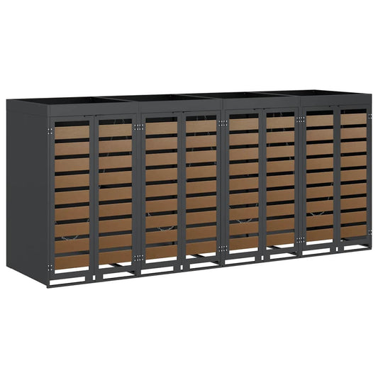 vidaXL Wheelie Bin Storage for 4 Bins Anthracite 272 x 77.5 x 121.5 cm