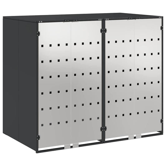 vidaXL Wheelie Bin Storage for 2 Bins Steel Anthracite