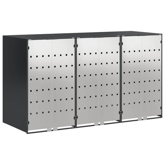 vidaXL Wheelie Bin Storage for 3 Bins Steel Anthracite