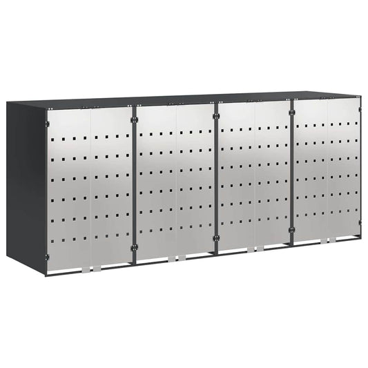 vidaXL Wheelie Bin Storage for 4 Bins Steel Anthracite