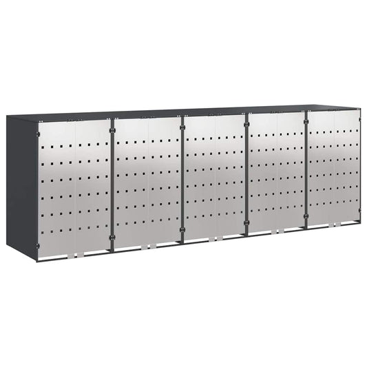 vidaXL Wheelie Bin Storage for 5 Bins Steel Anthracite