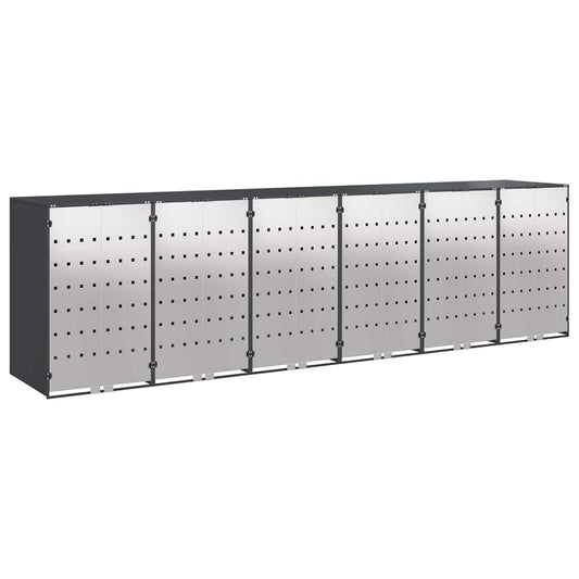 vidaXL Wheelie Bin Storage for 6 Bins Steel Anthracite