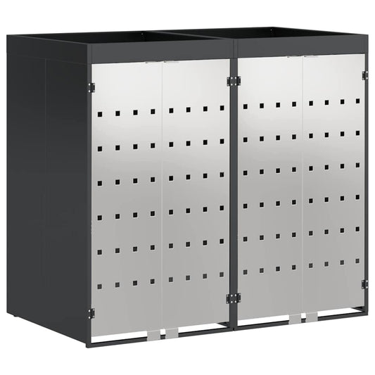 vidaXL Wheelie Bin Storage for 2 Bins Steel Anthracite