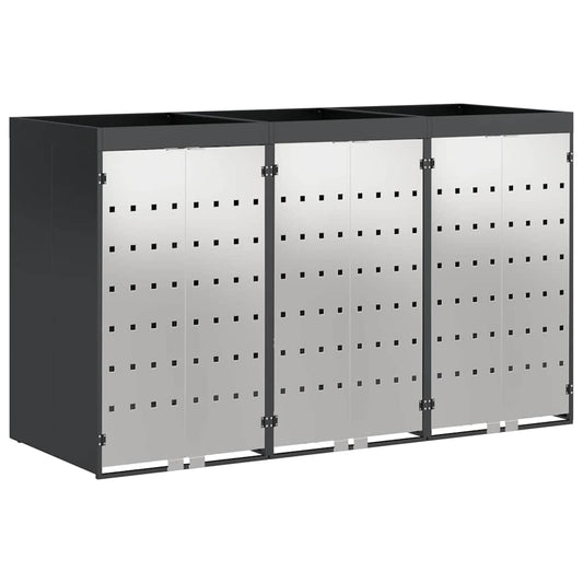 vidaXL Wheelie Bin Storage for 3 Bins Steel Anthracite
