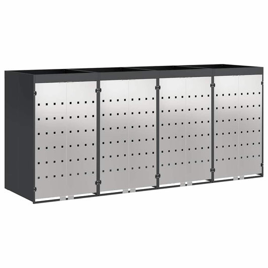 vidaXL Wheelie Bin Storage for 4 Bins Steel Anthracite