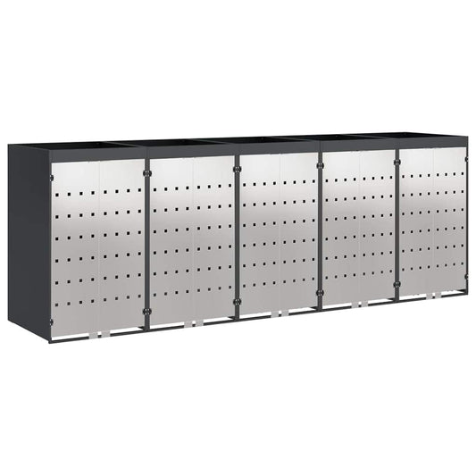 vidaXL Wheelie Bin Storage for 5 Bins Anthracite 340 x 77.5 x 121.5 cm