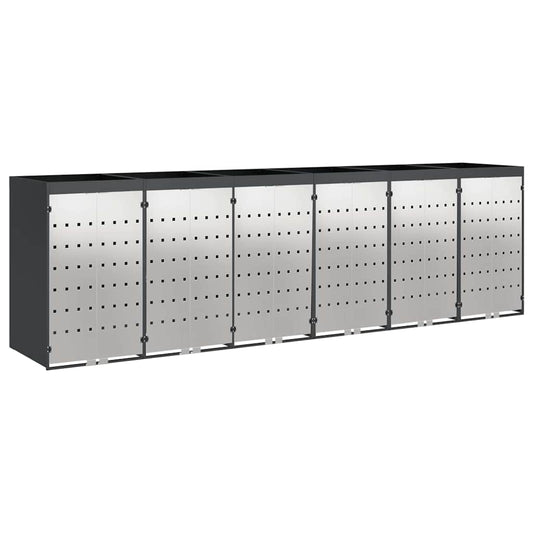 vidaXL Wheelie Bin Storage for 6 Bins Anthracite 408 x 77.5 x 121.5 cm