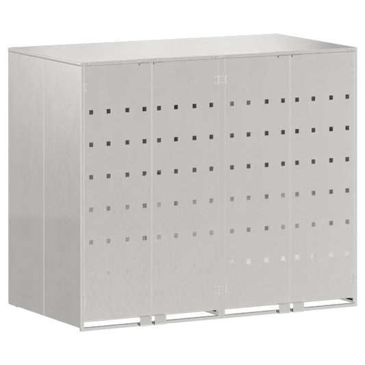 vidaXL Wheelie Bin Storage for 2 Bins Stainless Steel Silver