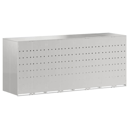vidaXL Wheelie Bin Storage for 4 Bins Silver 272 x 77.5 x 115.5 cm
