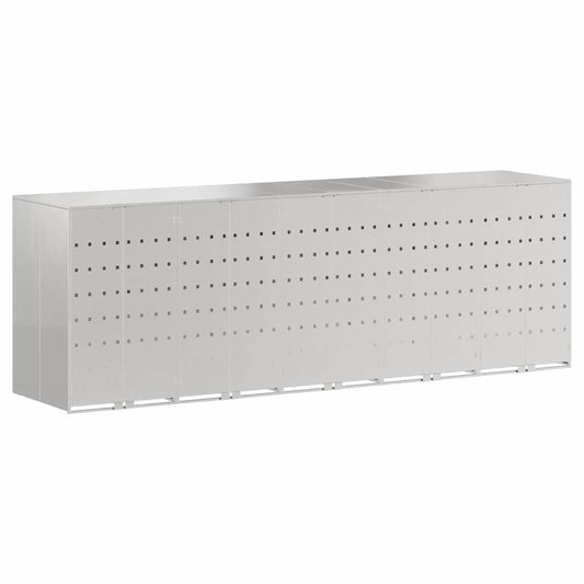 vidaXL Wheelie Bin Storage for 5 Bins Silver 340 x 77.5 x 115.5 cm