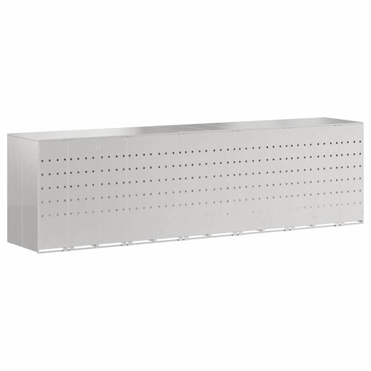 vidaXL Wheelie Bin Storage for 6 Bins Silver 408 x 77.5 x 115.5 cm