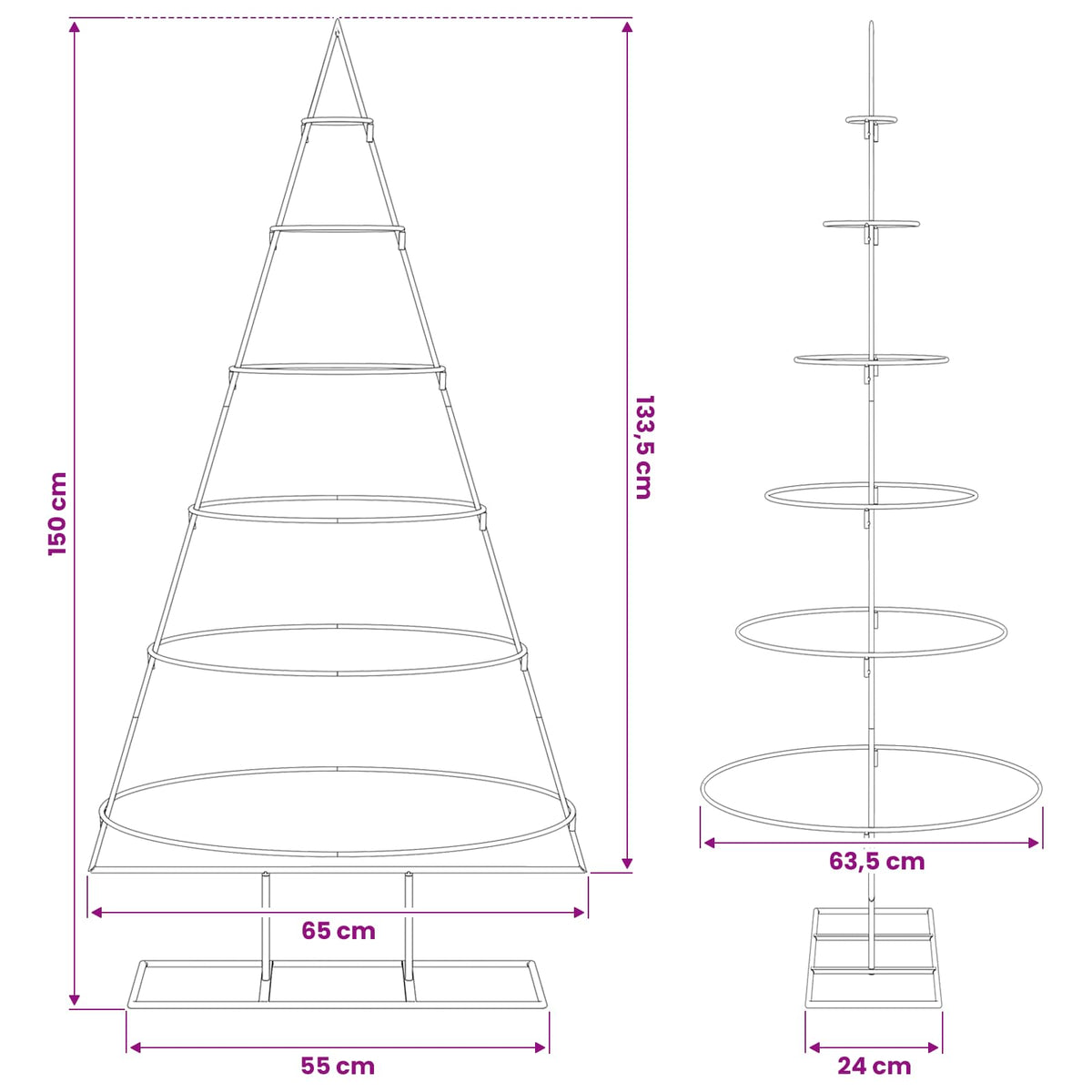 vidaXL Metal Christmas Tree with Stand Gold 148 cm Powder-coated steel