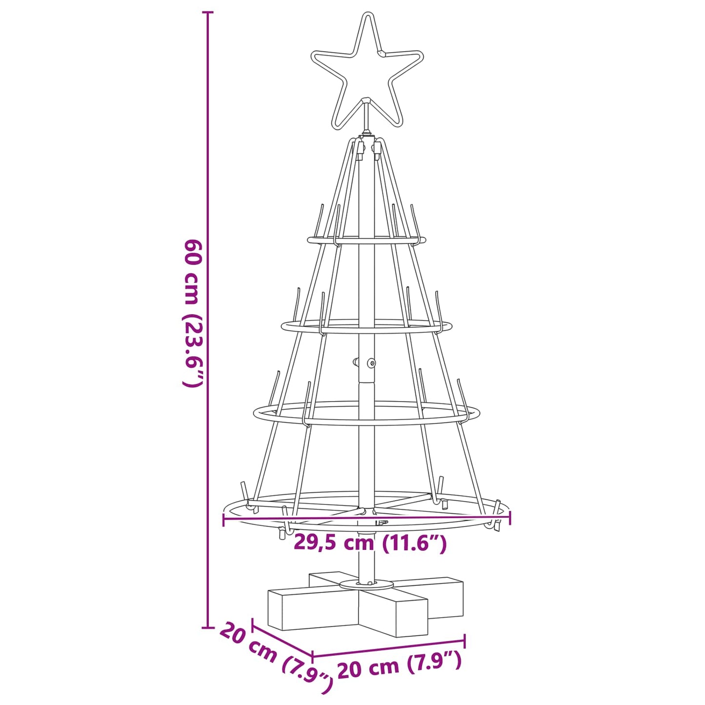 vidaXL Metal Christmas Tree KUOPIO 60 cm Steel Black