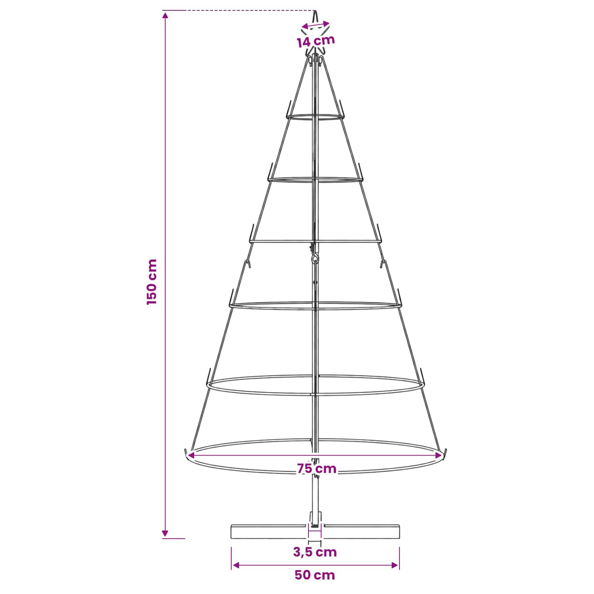 vidaXL Metal Christmas Tree with Stand KUOPIO 150 cm Steel Black