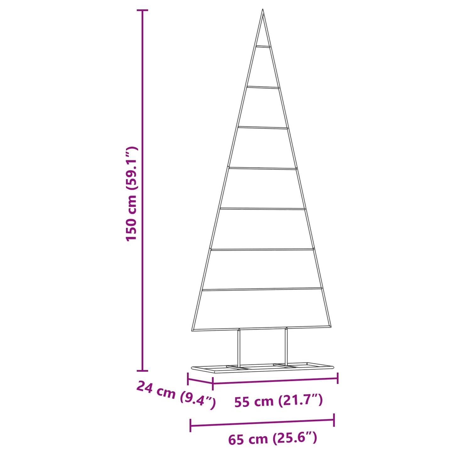 vidaXL Metal Christmas Tree with Stand Gold 150 cm Powder-coated steel