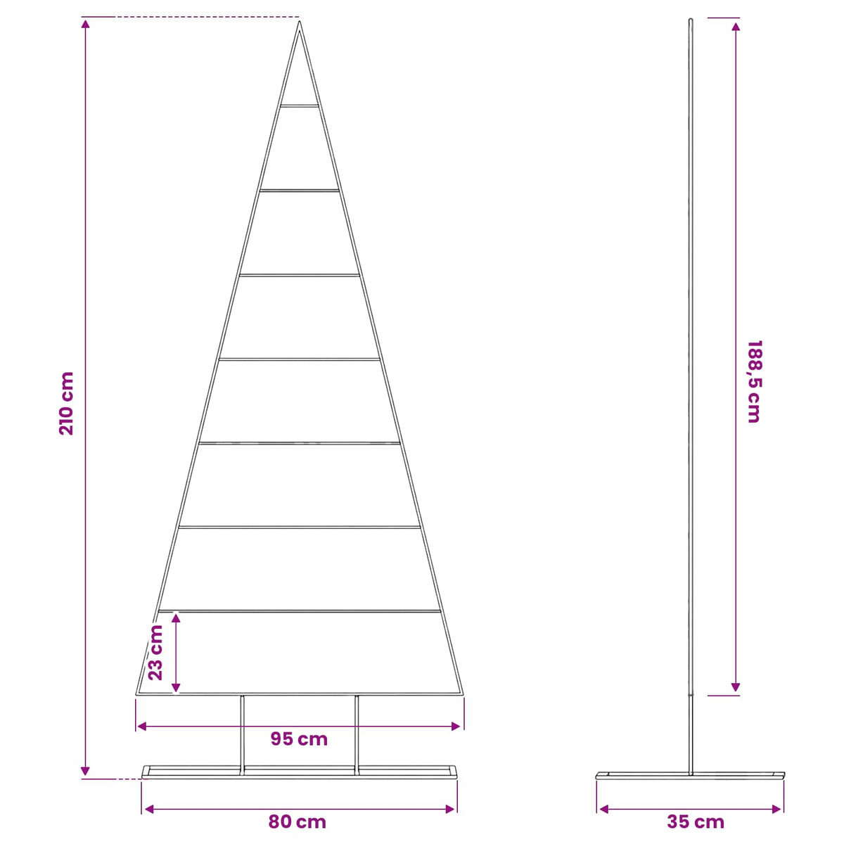 vidaXL Metal Christmas Tree with Stand KUOPIO 210 cm Steel Gold