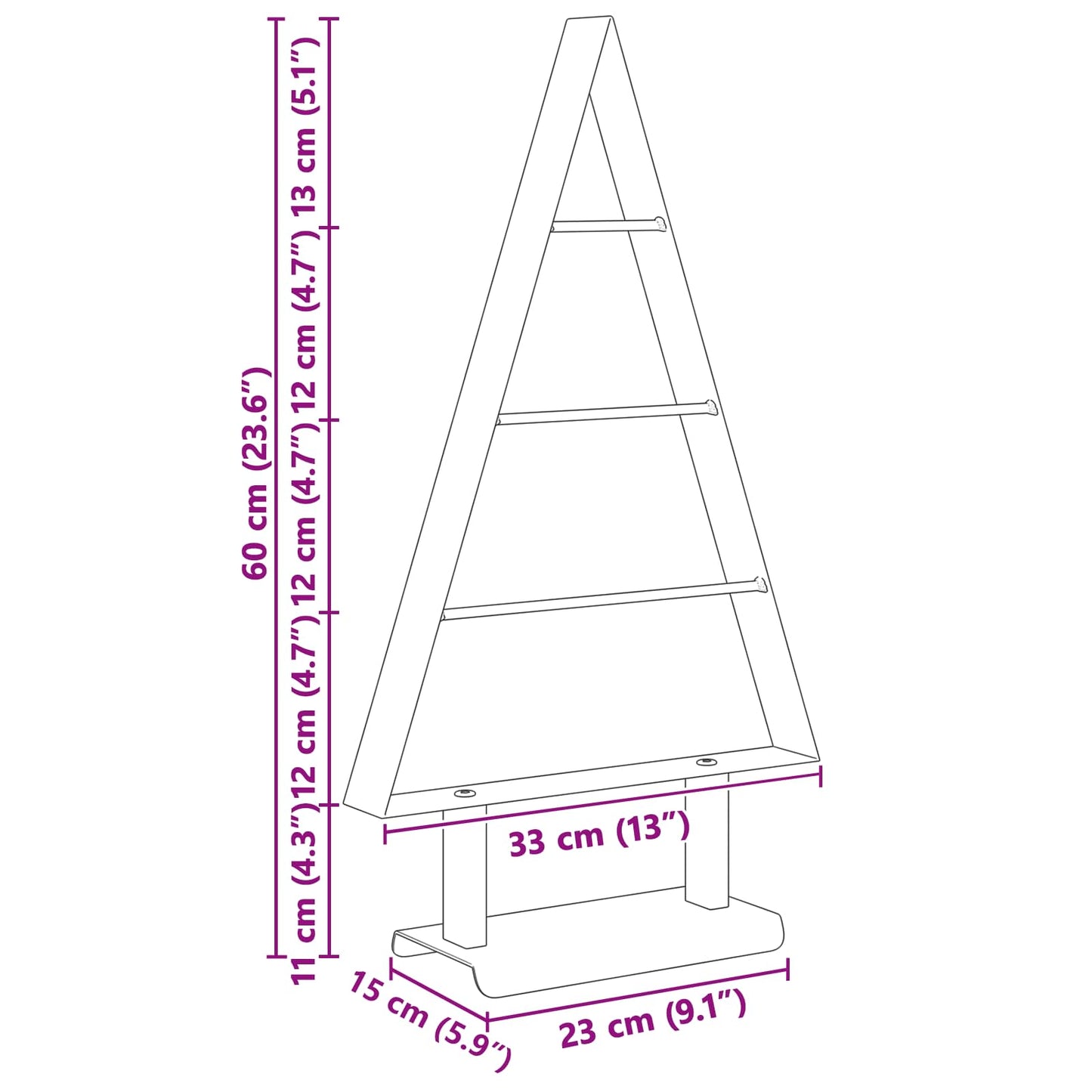 vidaXL Metal Christmas Tree with Stand Black 60 cm Steel