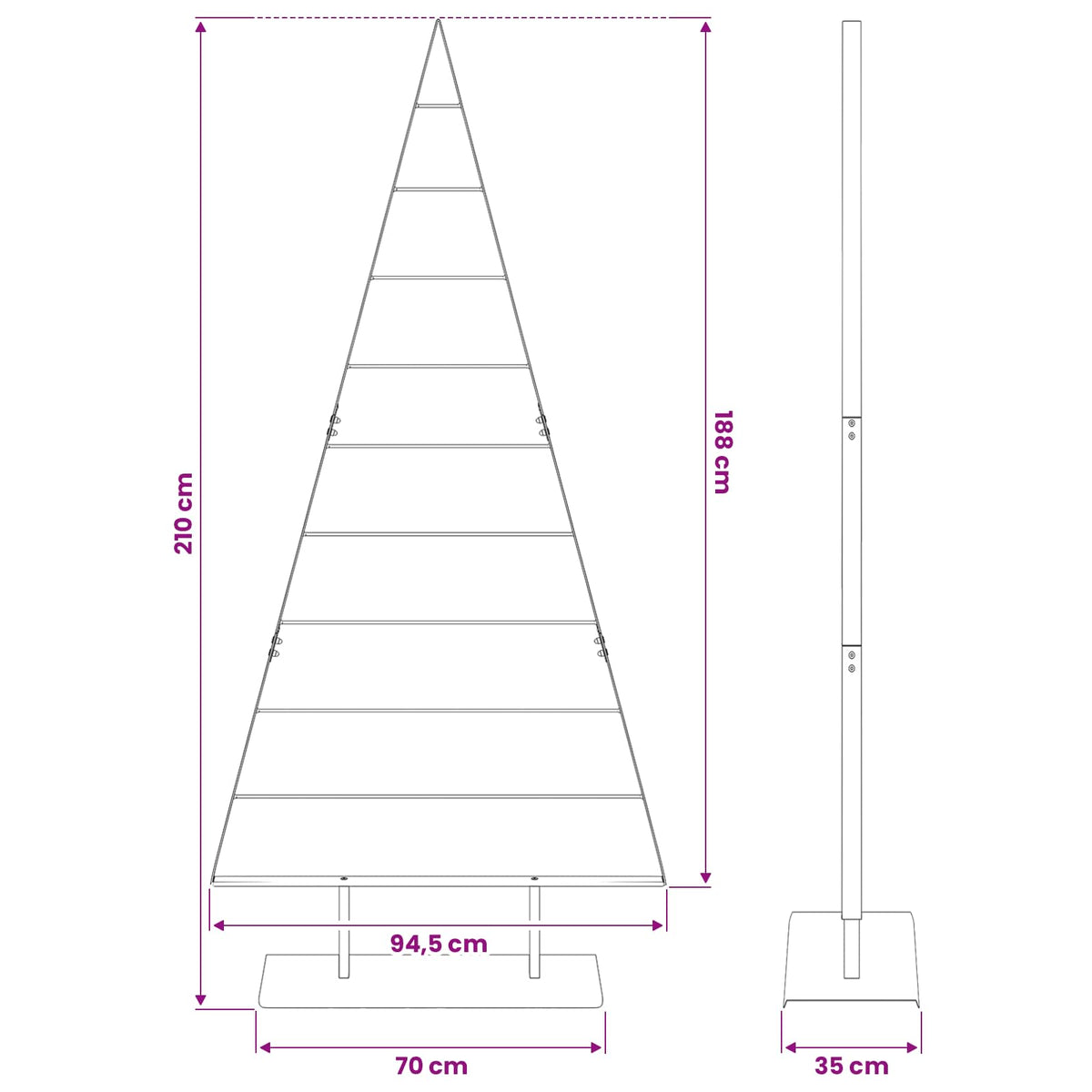 vidaXL Metal Christmas Tree with Stand Black 210 cm Steel