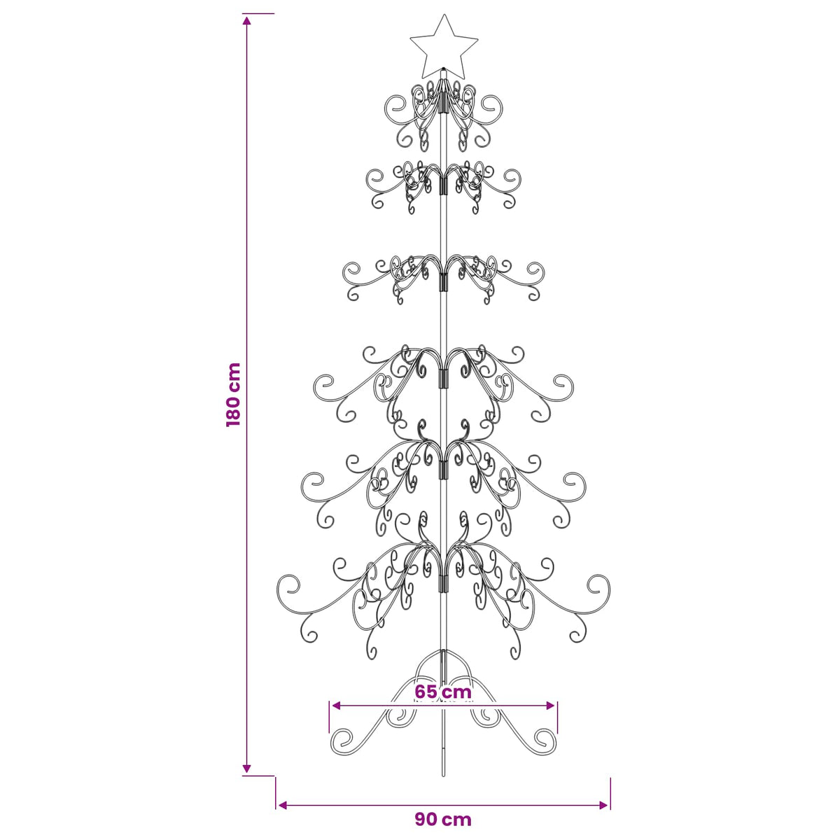 vidaXL Metal Christmas Tree Gold 180 cm Powder-coated Steel