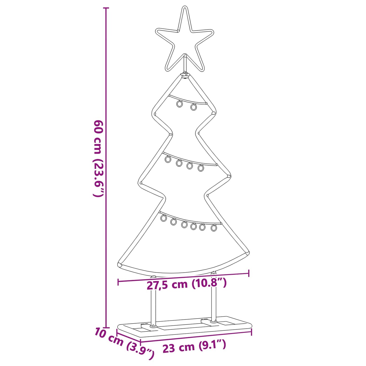 vidaXL Metal Christmas Tree with Stand Black 60 cm Steel