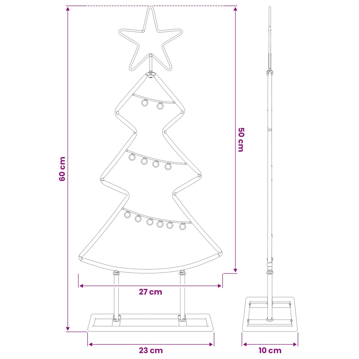 vidaXL Metal Christmas Tree Black 60 cm Steel