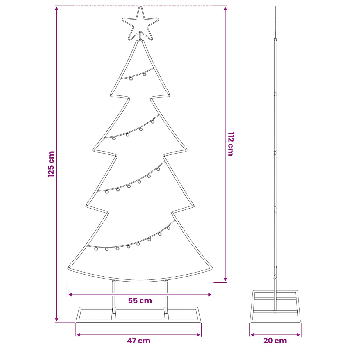 vidaXL Metal Christmas Tree Black 125 cm Steel