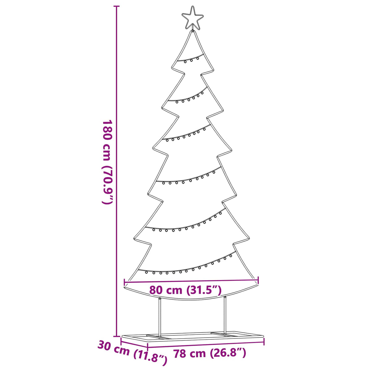 vidaXL Metal Christmas Tree Black 180 cm Steel