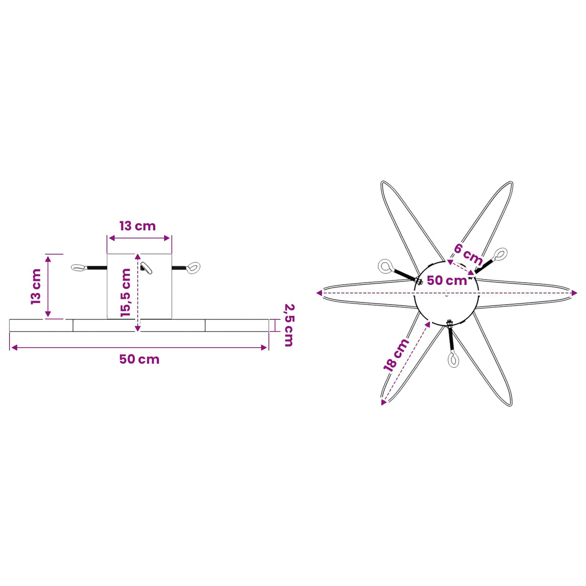 vidaXL Christmas Tree Stand White 50 x 50 x 15.5 cm Steel