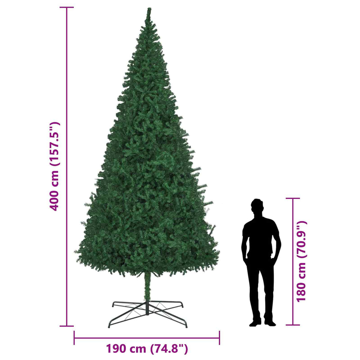vidaXL Christmas Tree with Decorative String Lights Green 400 cm PVC