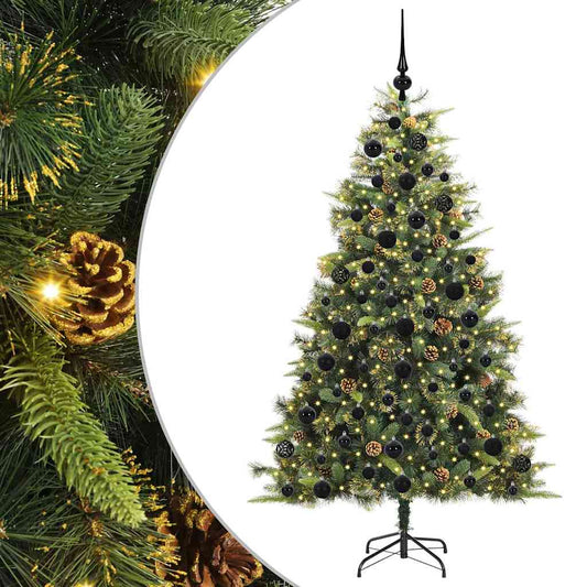 vidaXL Artificial Hinged Christmas Tree with Cones Green 180 cm
