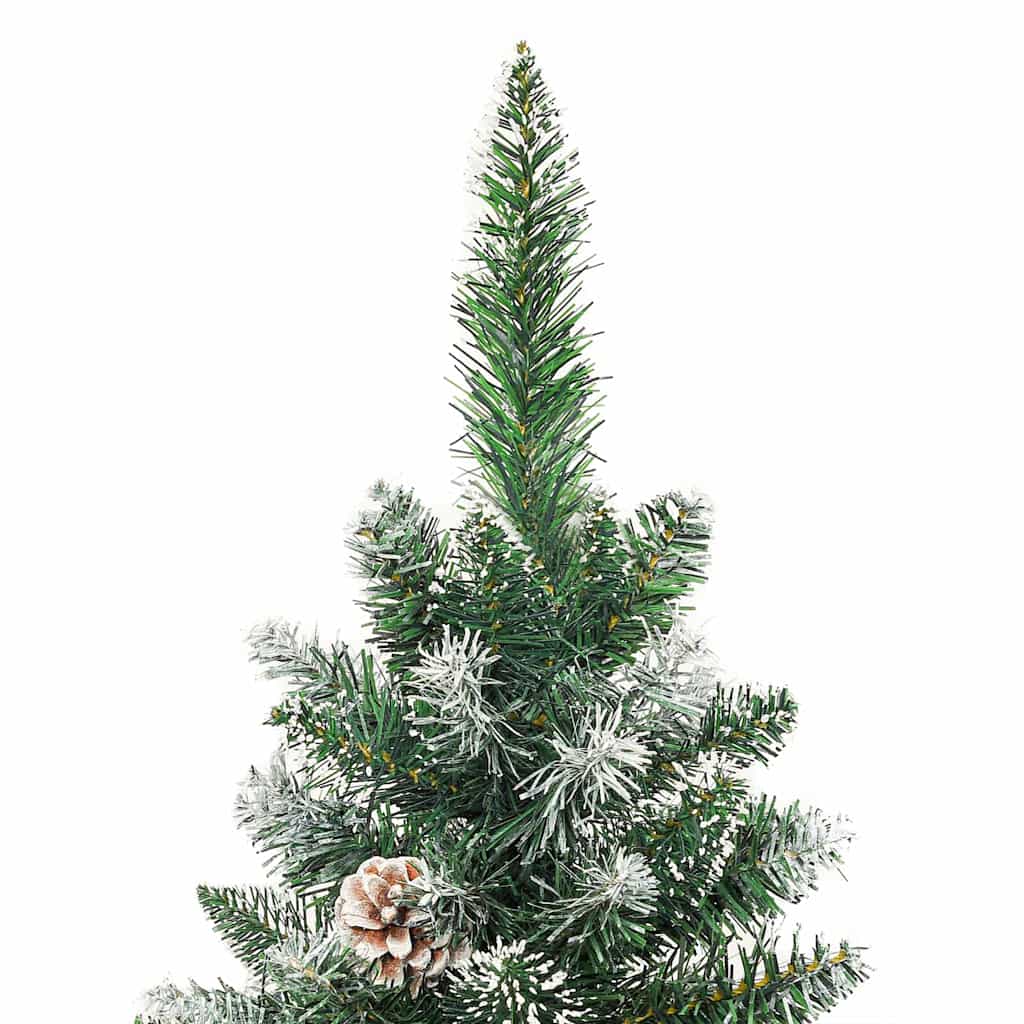 vidaXL Artificial Slim Christmas Tree Green and White 180 cm
