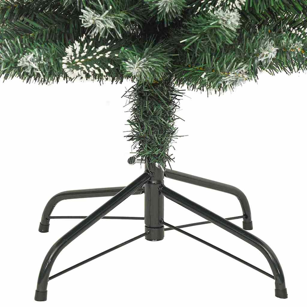 vidaXL Artificial Slim Christmas Tree Green and White 180 cm