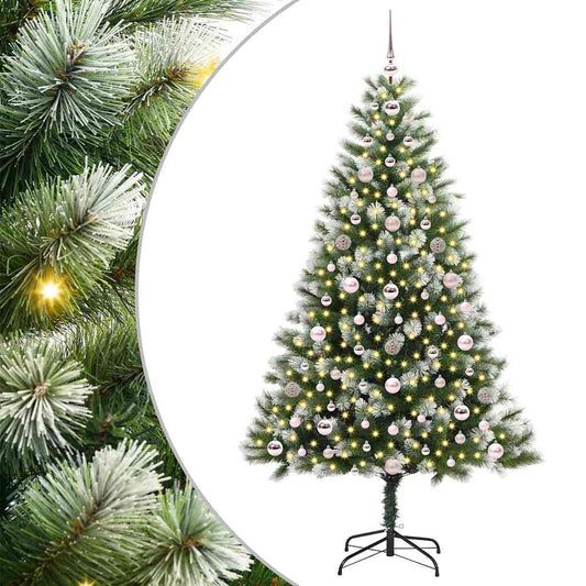 vidaXL Artificial Hinged Christmas Tree with Flocked Snow 180 cm