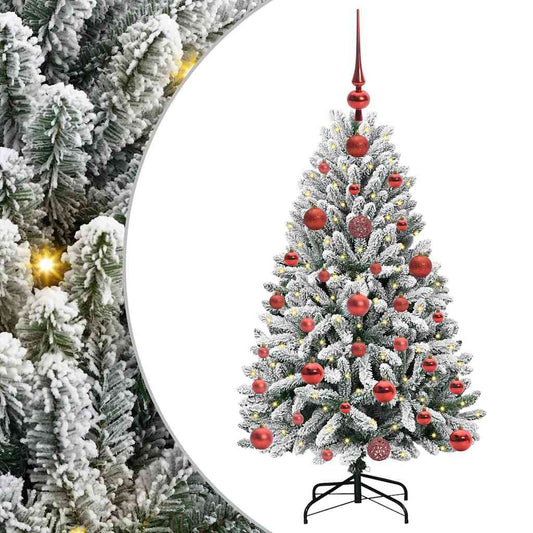 vidaXL Artificial Christmas Tree Green and White 120 cm PVC and Metal