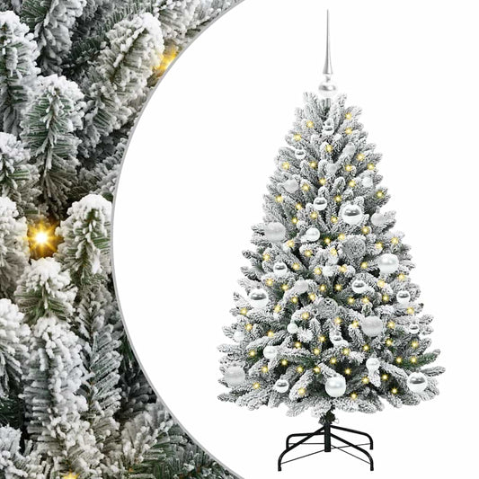 vidaXL Artificial Christmas Tree Green and White 120 cm PVC and Metal